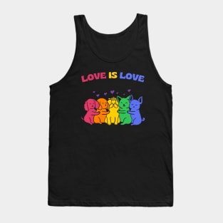 Love is Love Colorful Cats Dogs Tank Top